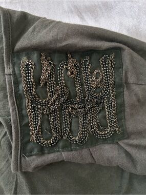ELLE Olive Embellished Shoulder Short Sleeve Tee